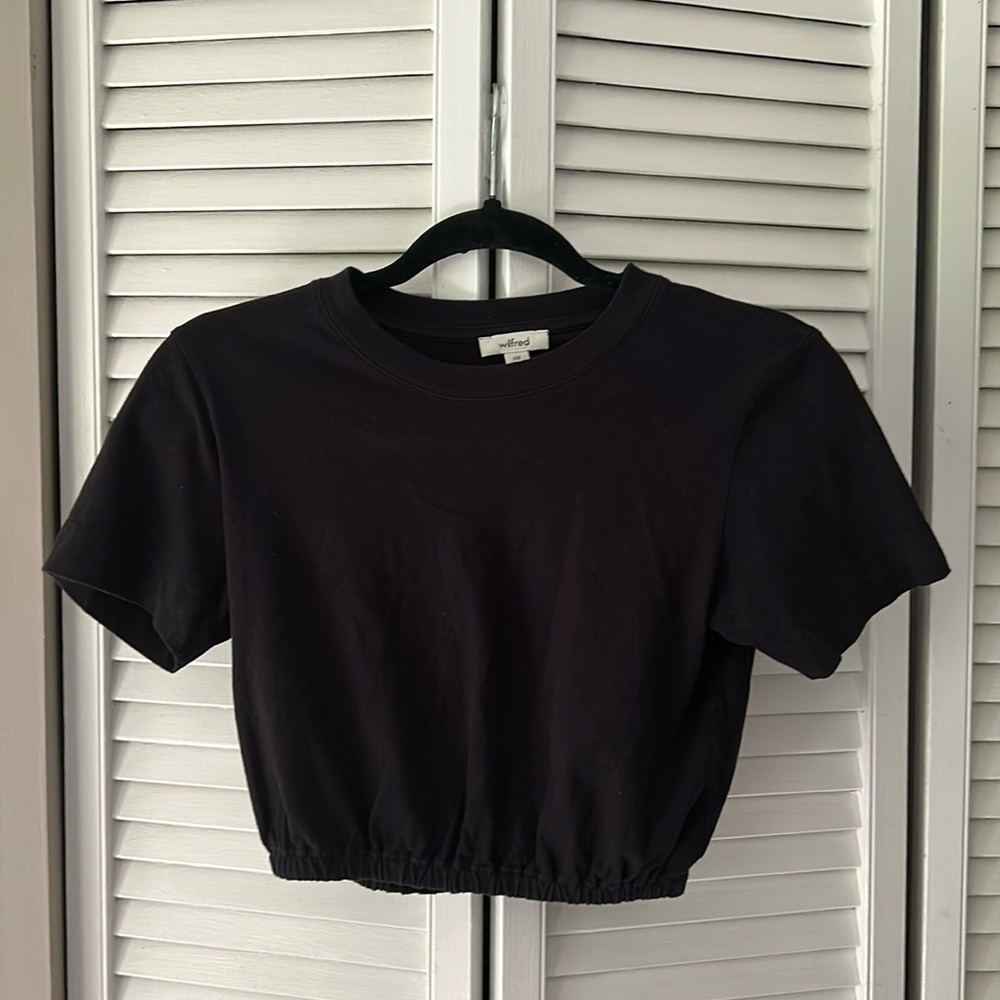 Wilfred cropped elastic waist Tshirt | black